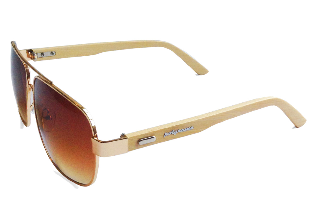 bamboo and gold aviator sunglasses front view
