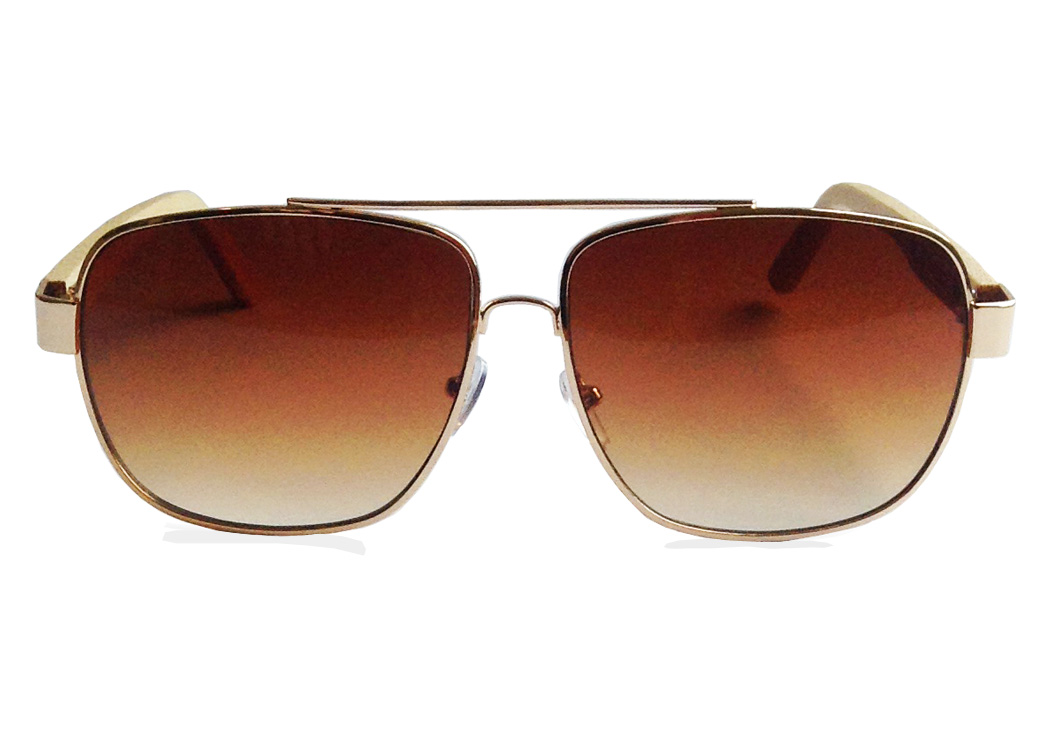 bamboo and gold aviator sunglasses front view