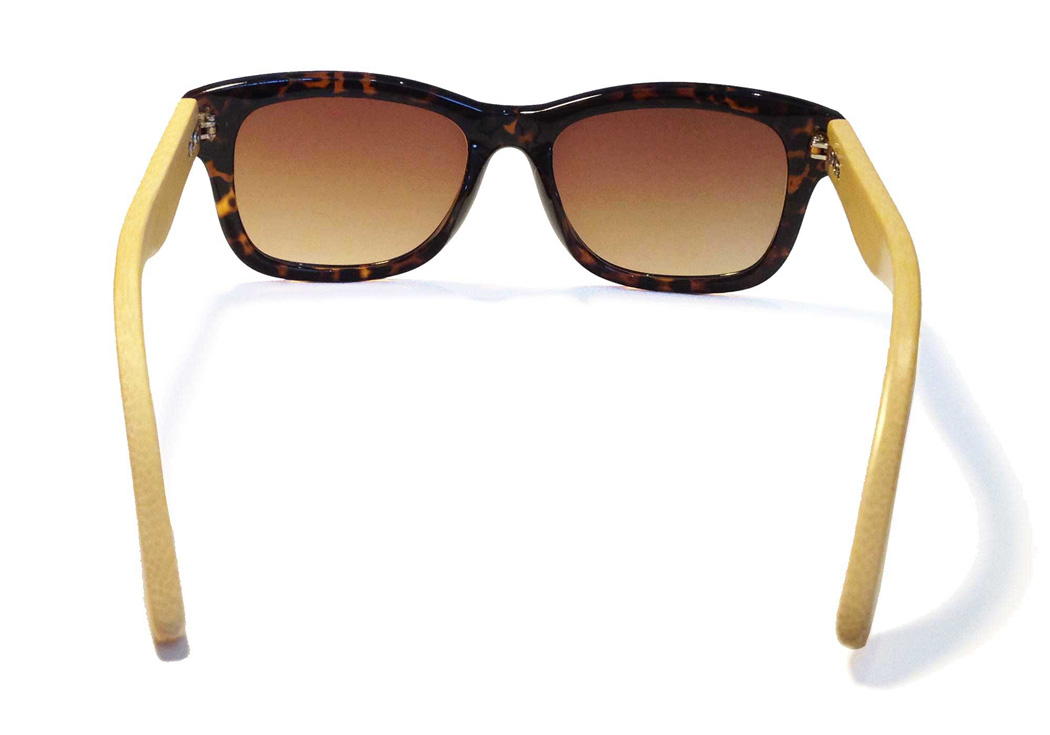 bamboo wayfarer sunglasses tortoise inside view