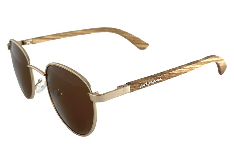 Round metal and wood sunglasses #3736