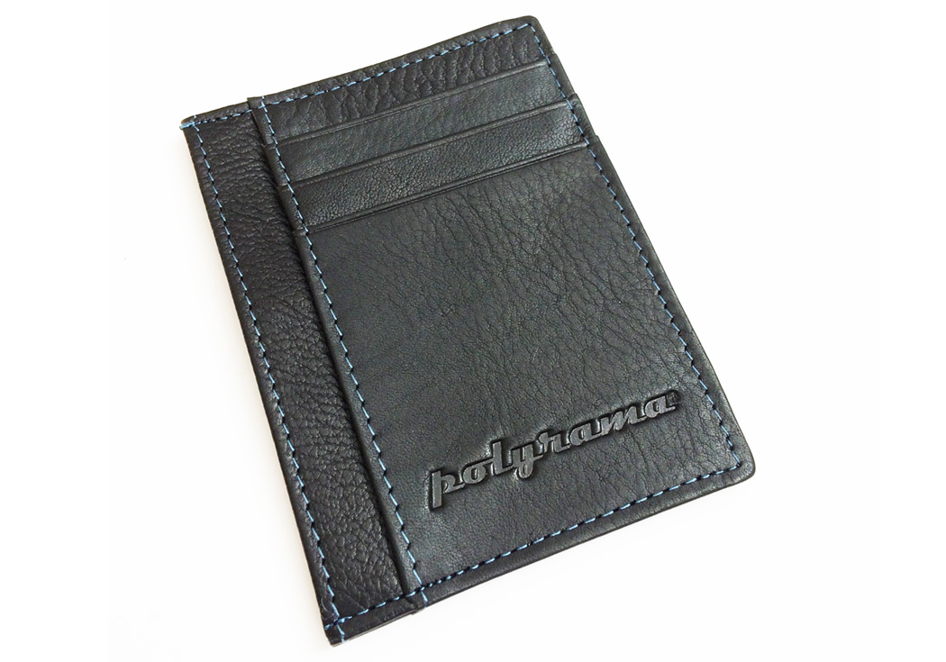 Slim Wallet black leather blue stitching