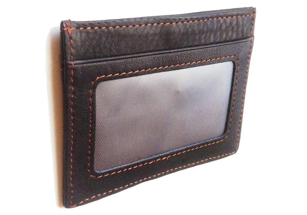 slim wallet black back view