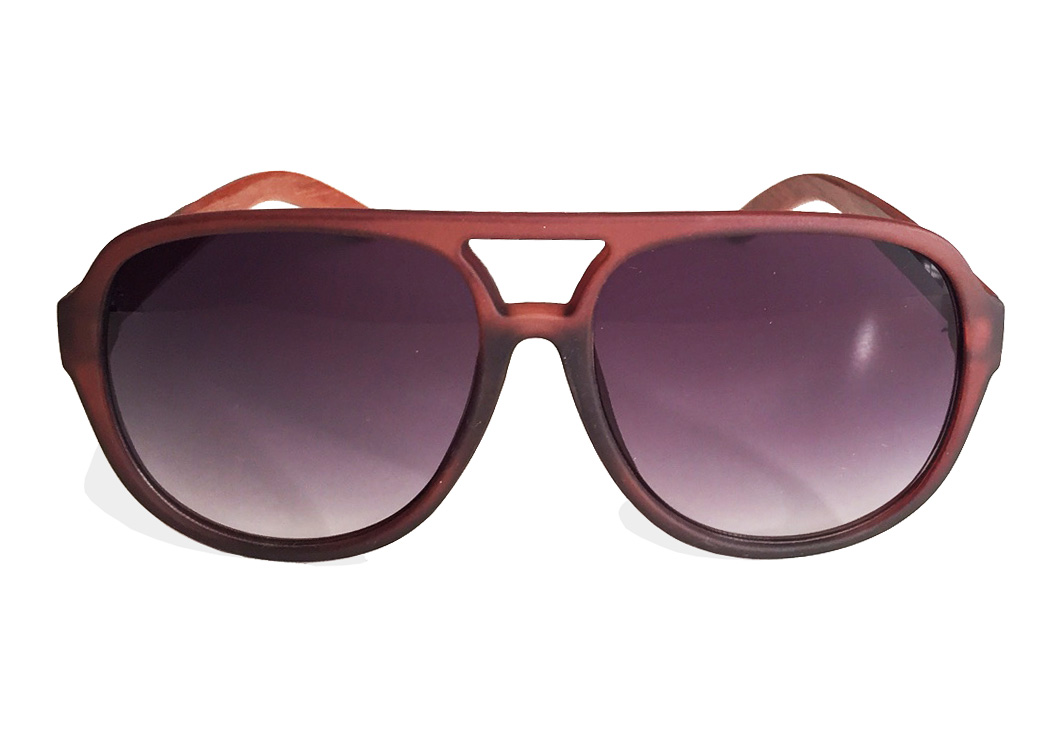 wooden aviator sunglasses brown front view