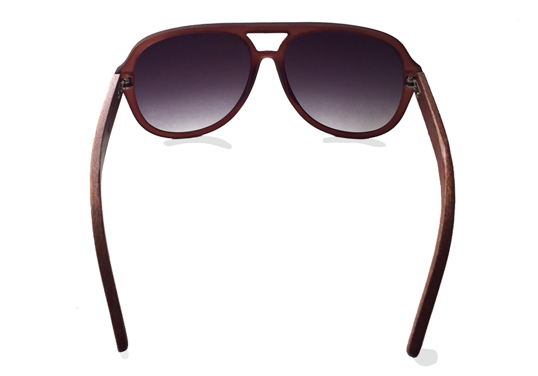 wooden aviator sunglasses brown inside view