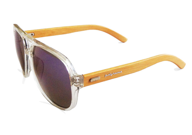 Wooden Aviator Sunglasses Clear Frame 